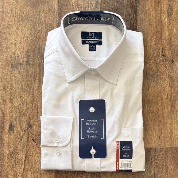 George Other - George White Classic Fit Long Sleeve Button Down Dress Shirt New medium 38-40